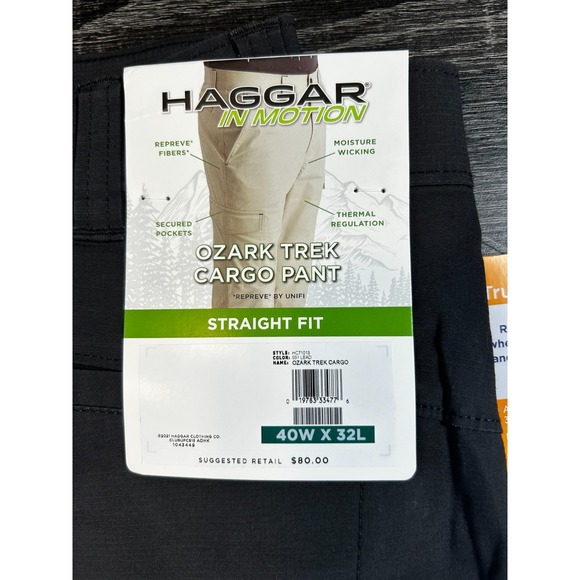 Haggar In Motion Ozark Trek Cargo Pants Men's 40x32 Straight Fit Gray NWT $80 - Picture 7 of 7